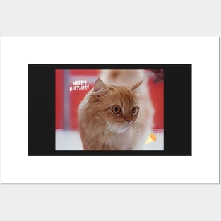 Ginger Cat Happy Birthday Card Posters and Art